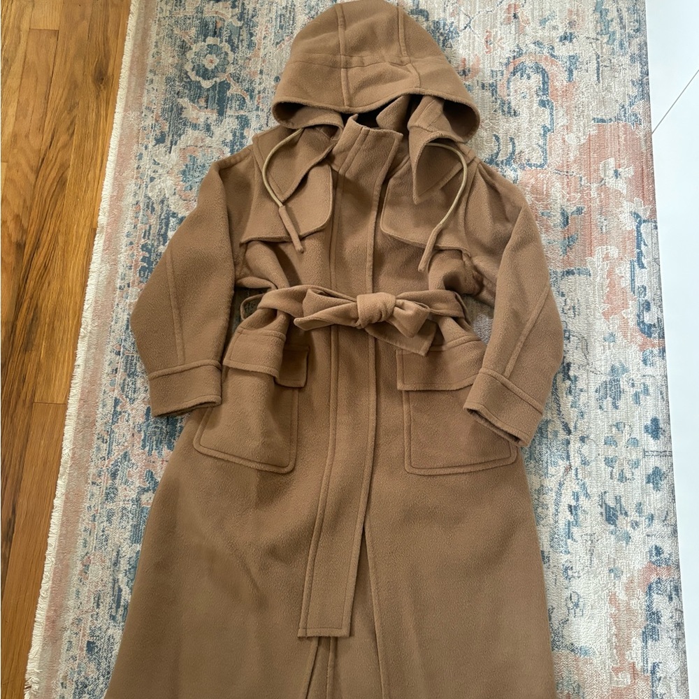 Gentle Herd Camel Hooded Wool Coat